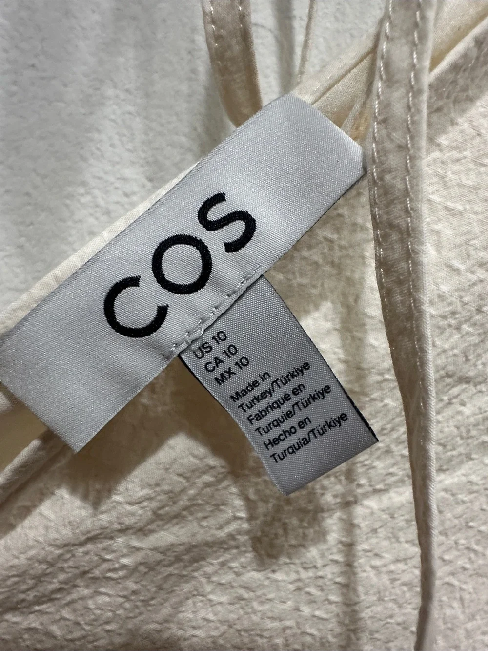 COS A-Line Sleeveless Mini Dress cream off white size 10 Lagenlook quiet luxury